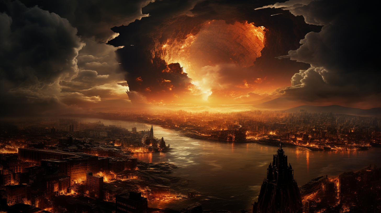 Apocalyptic scene with destroyed city