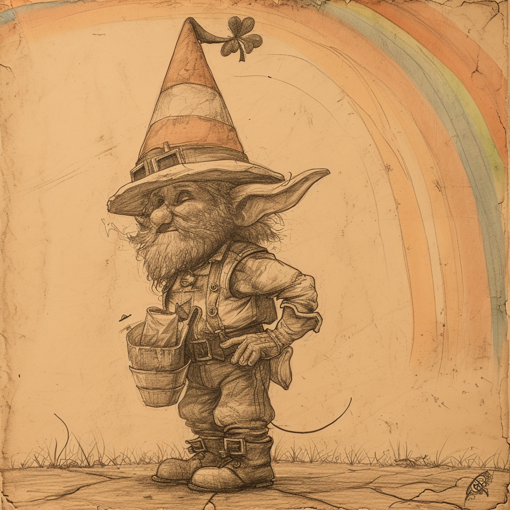 Leprechaun with Traffic Cone and Pot