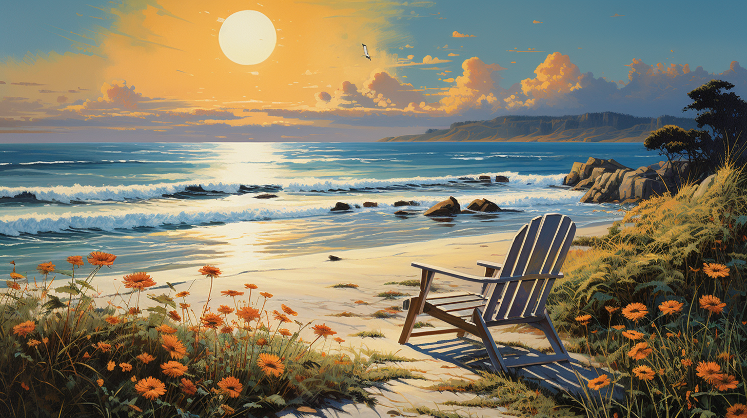 Beautiful end of summer beach landscape