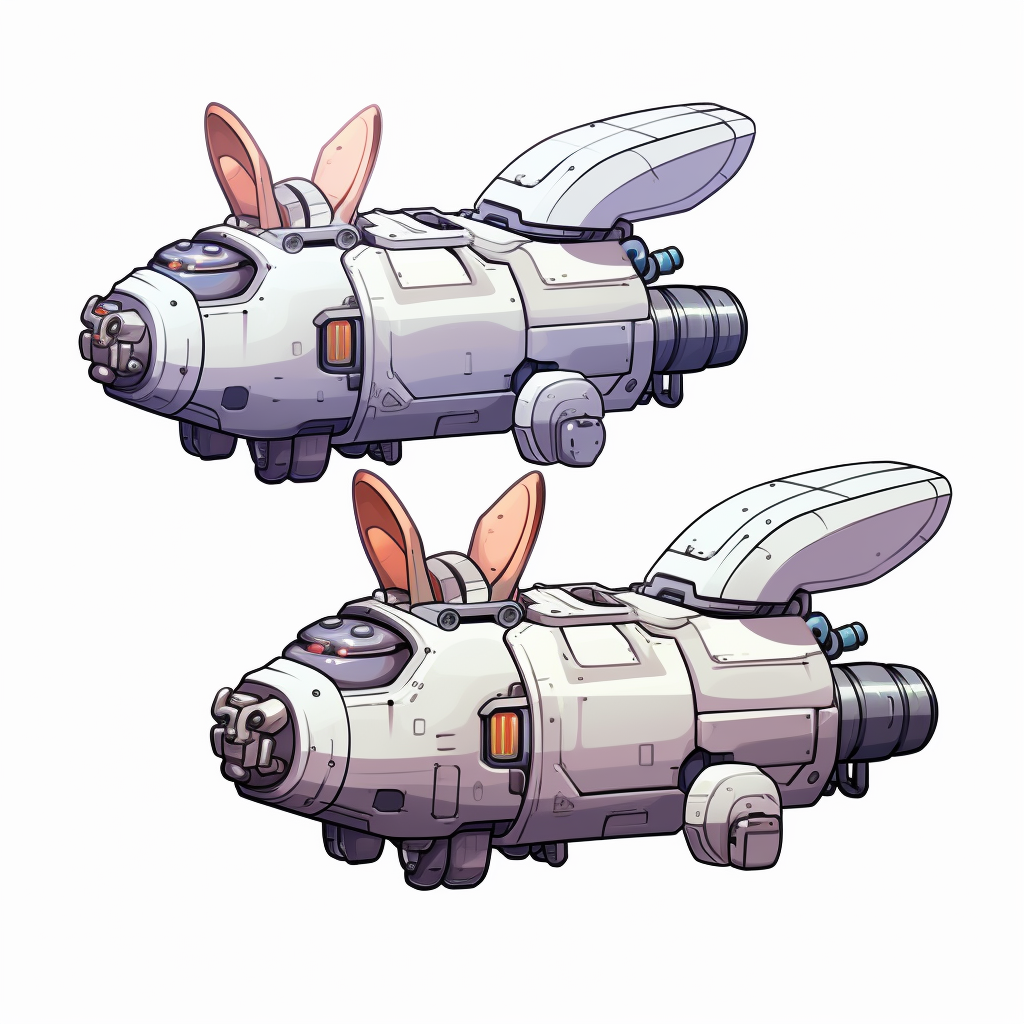 Pixelart enemy spaceship resembling rabbits in-game texture