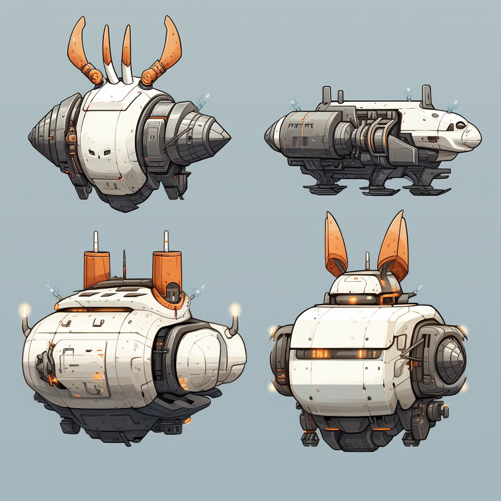 Enemy ships textured like rabbits