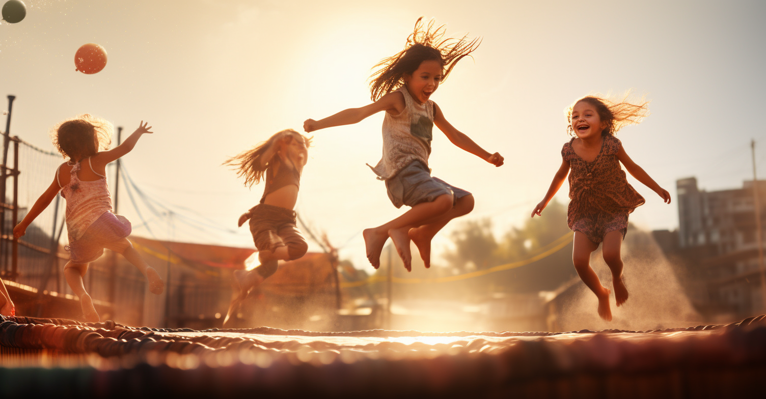 Children having fun playing energetically