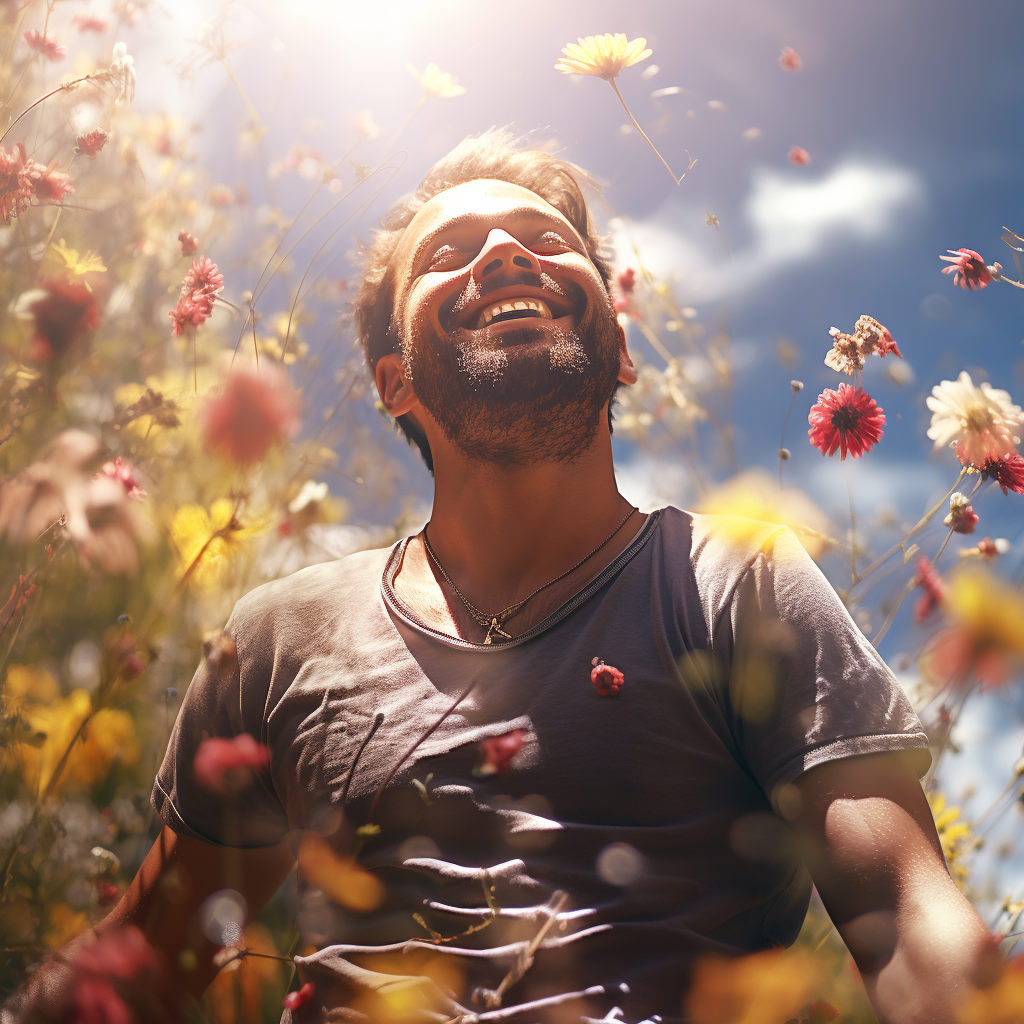 Man enjoying sunshine outdoors