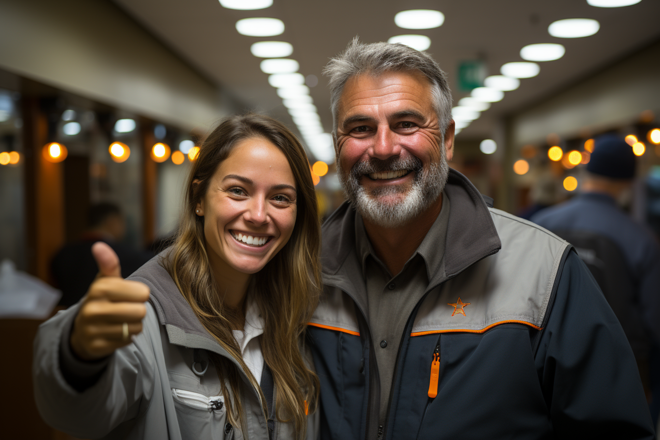 Energy Efficiency Contractor and Hotel Manager Smiling