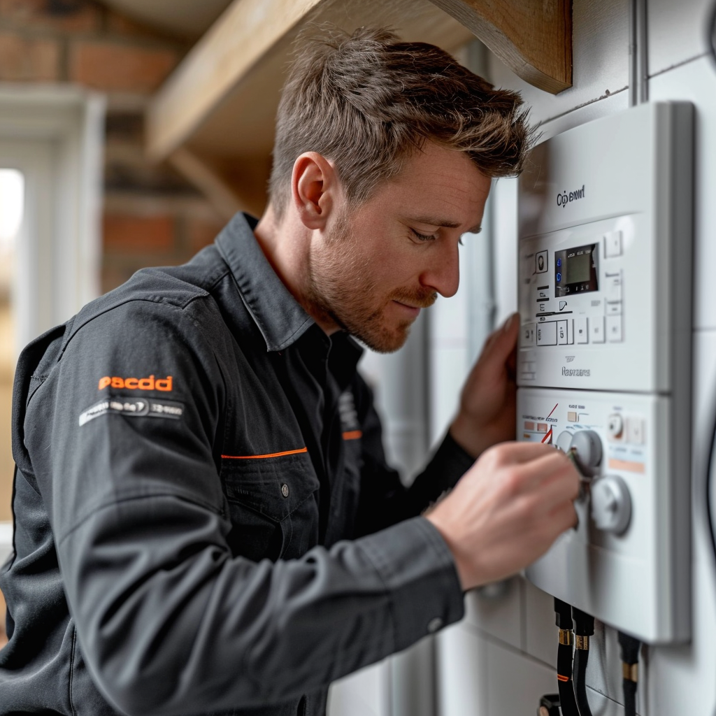 professional installing energy efficient combi boiler