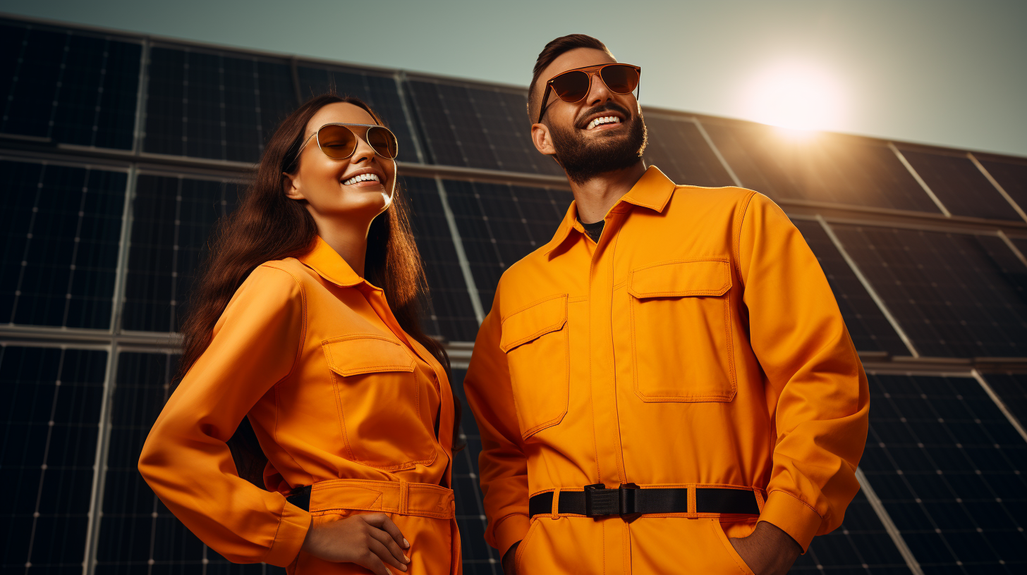 Smiling engineering solar panel students