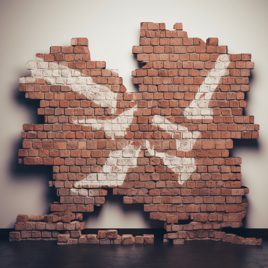 Brick wall surrounding England map