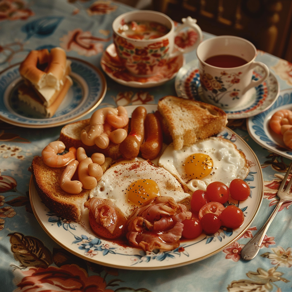 English breakfast in Wes Anderson style