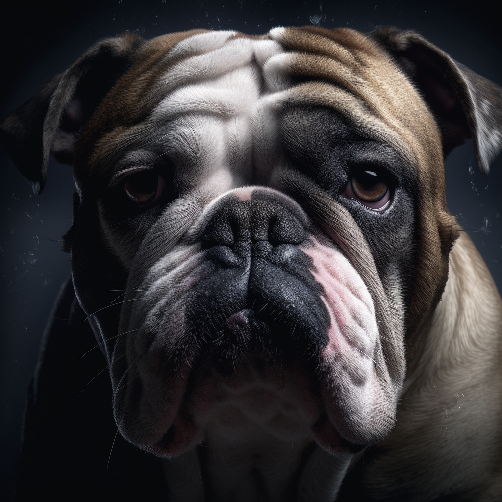 English bulldog as dark thunder cloud