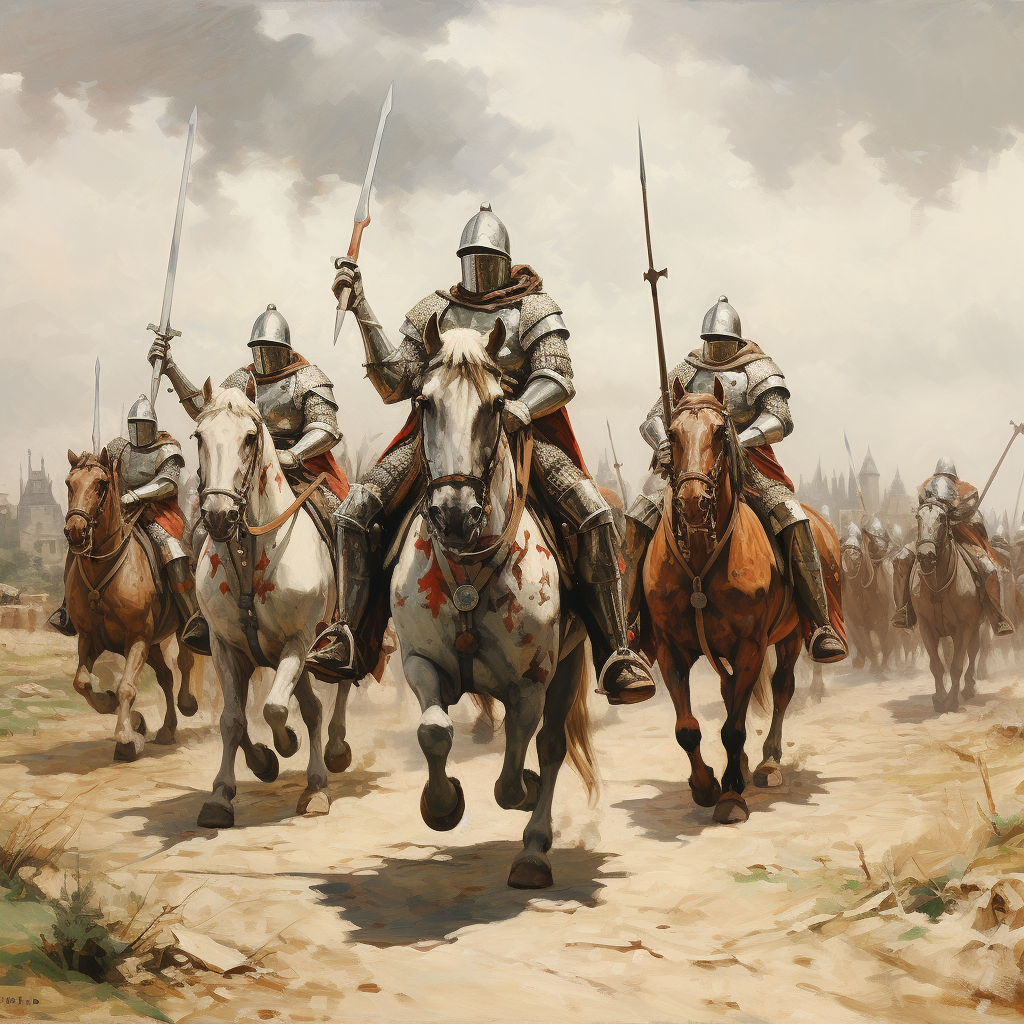 English knights charging from left