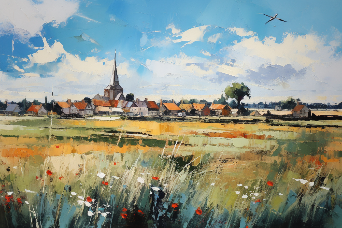 Acrylic Painting of English Village in Kent