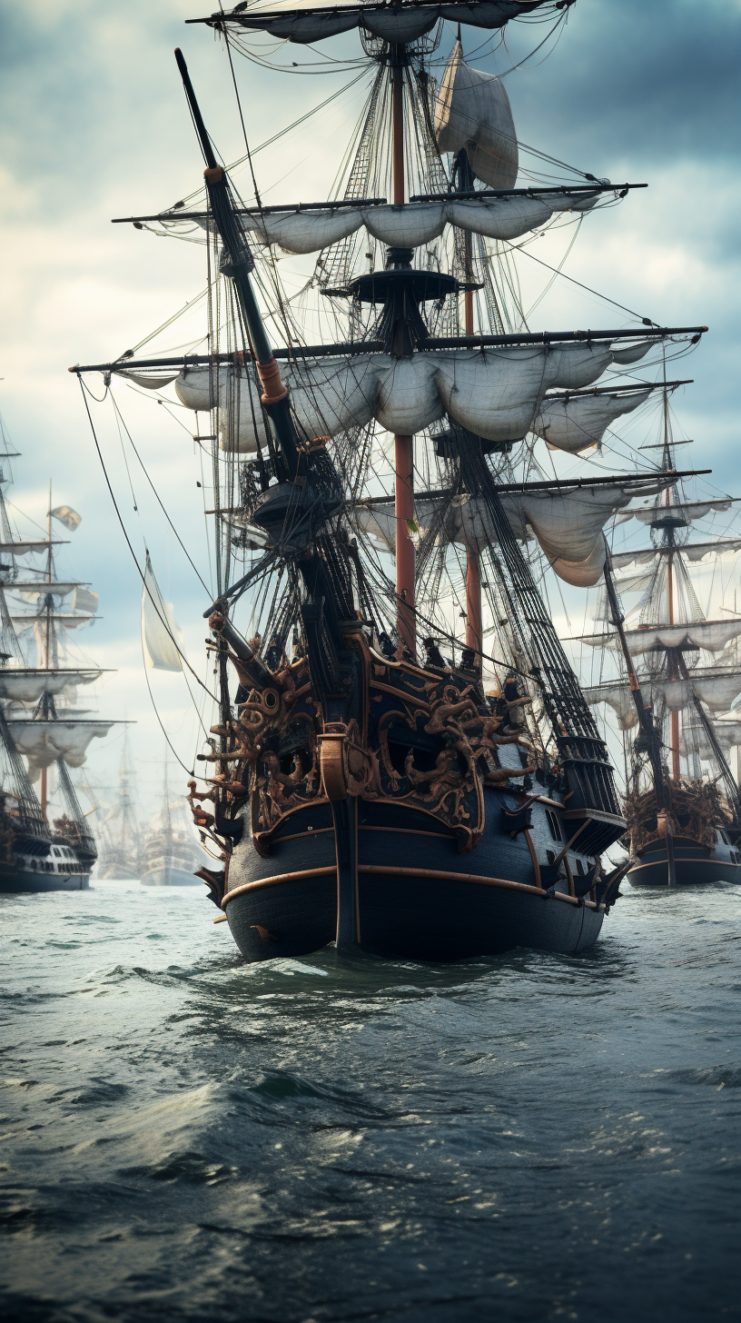 Photo-realistic English War Fleet Scene