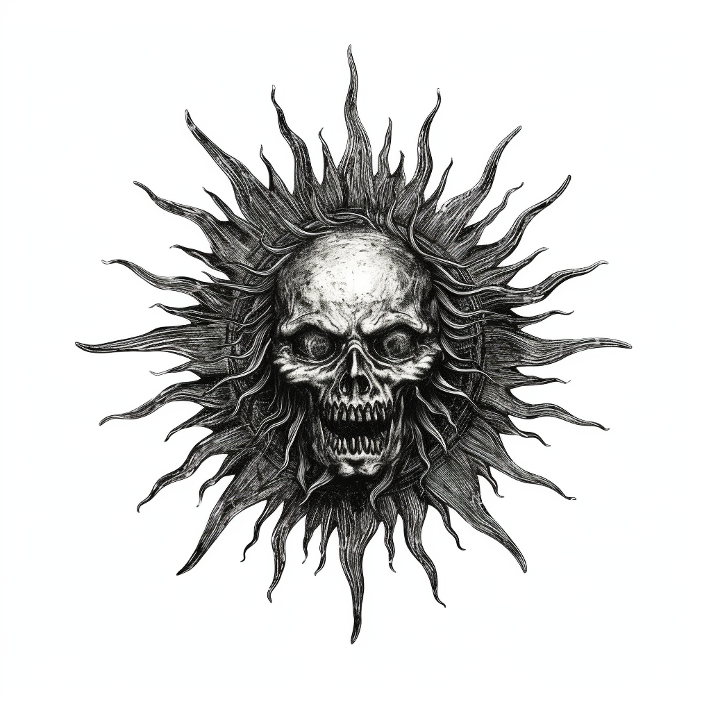 Black and white engraved hermetic sun