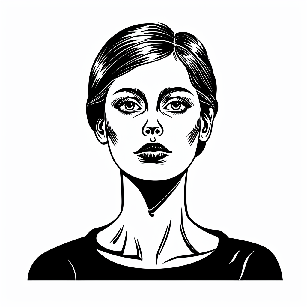 Engraved Woman Portrait in Minimalist Style