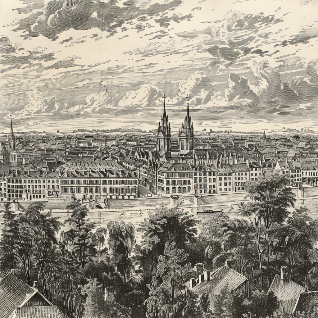 Engraving of Bordeaux City