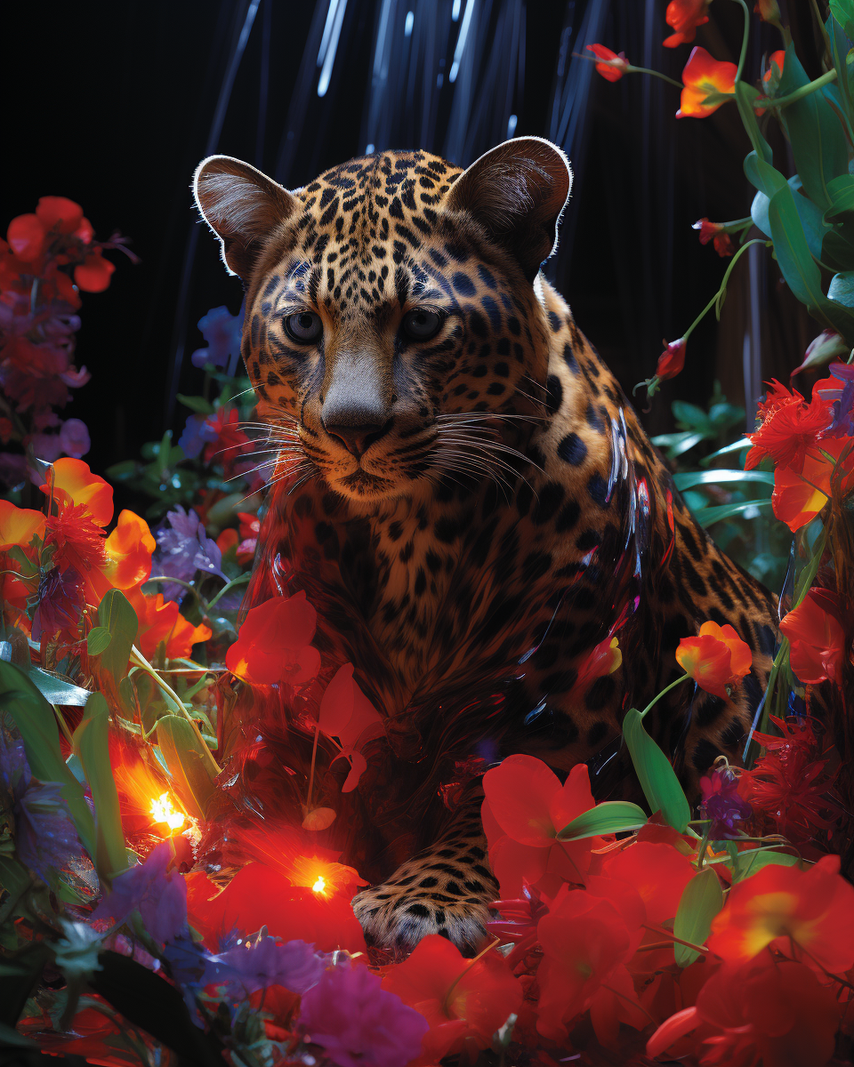 Psychedelic God Leopard in Jungle