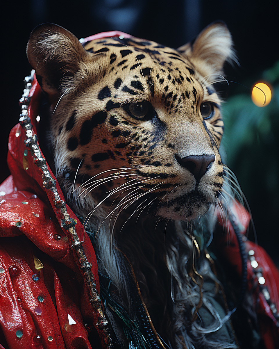 Mysterious leopard creature in starry jungle