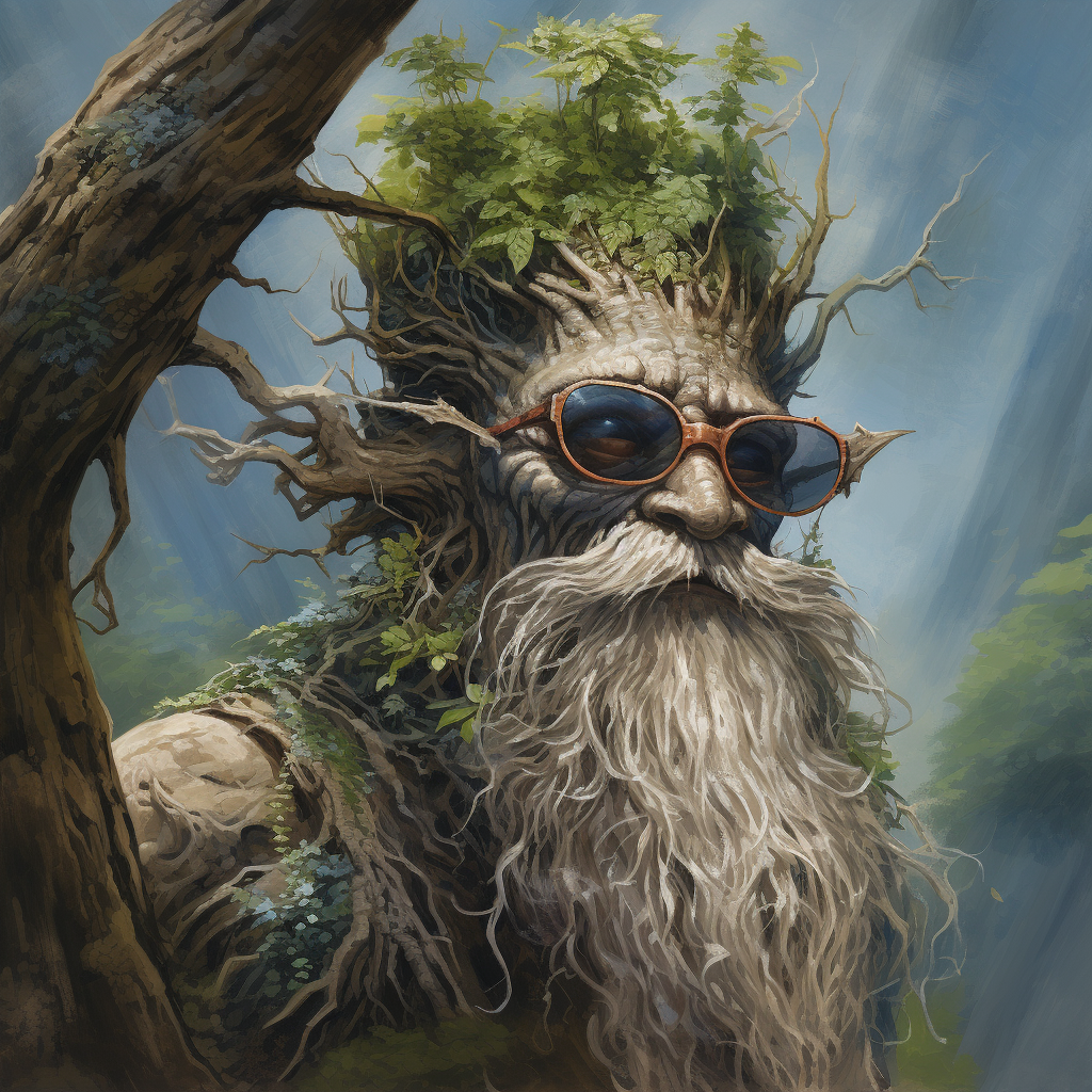 Tree Ent wearing glasses in fantasy art