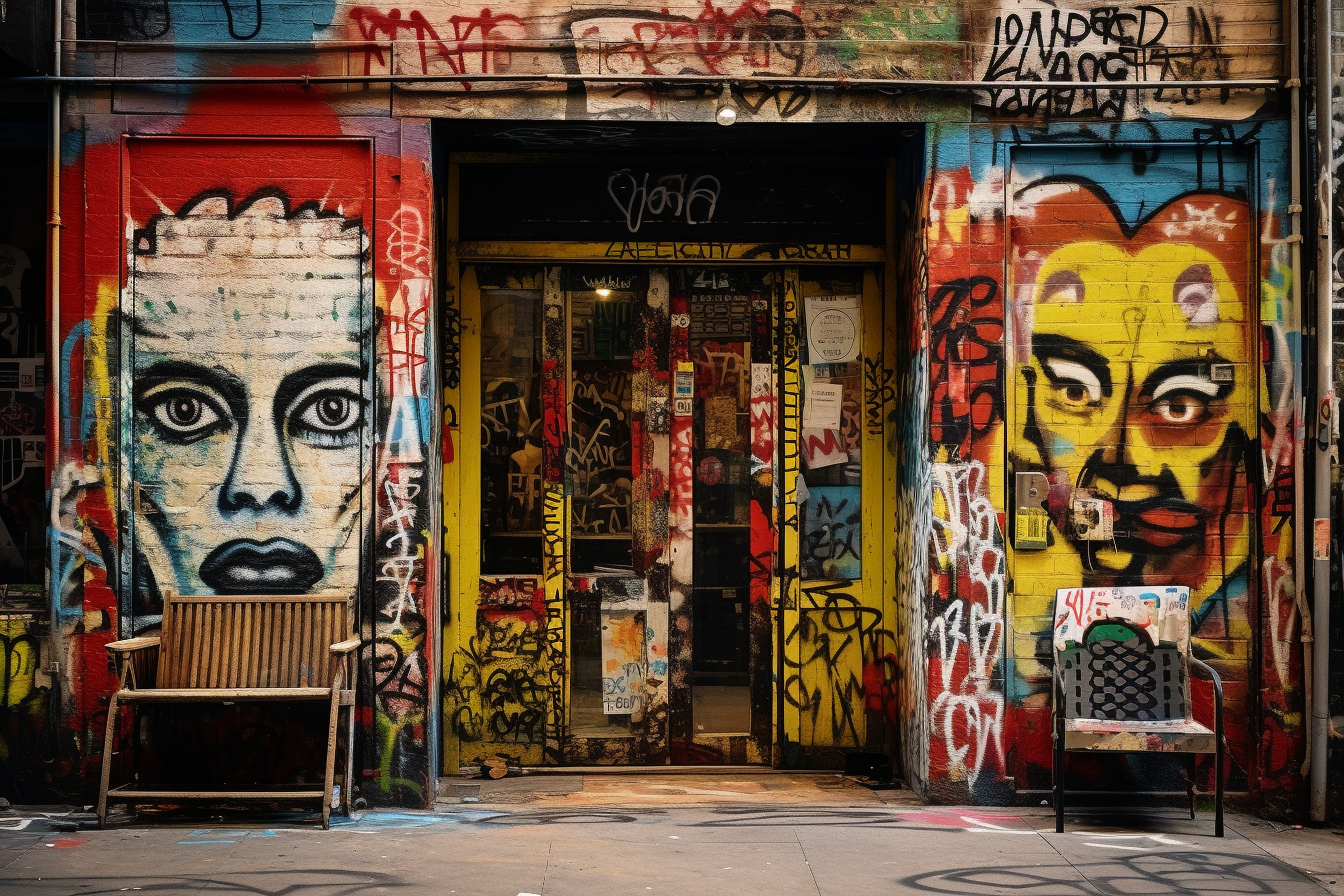 Art gallery entrance with people