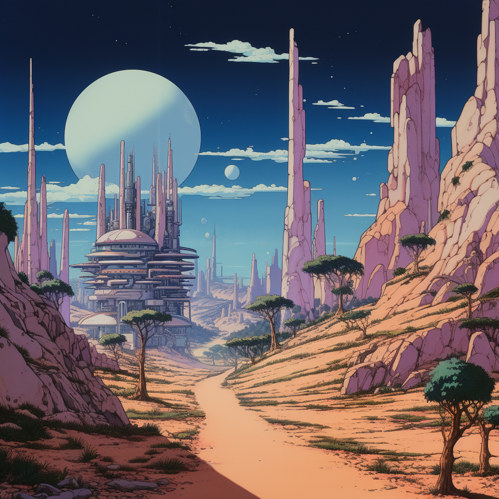 Environment Concept Art in Moebius Style