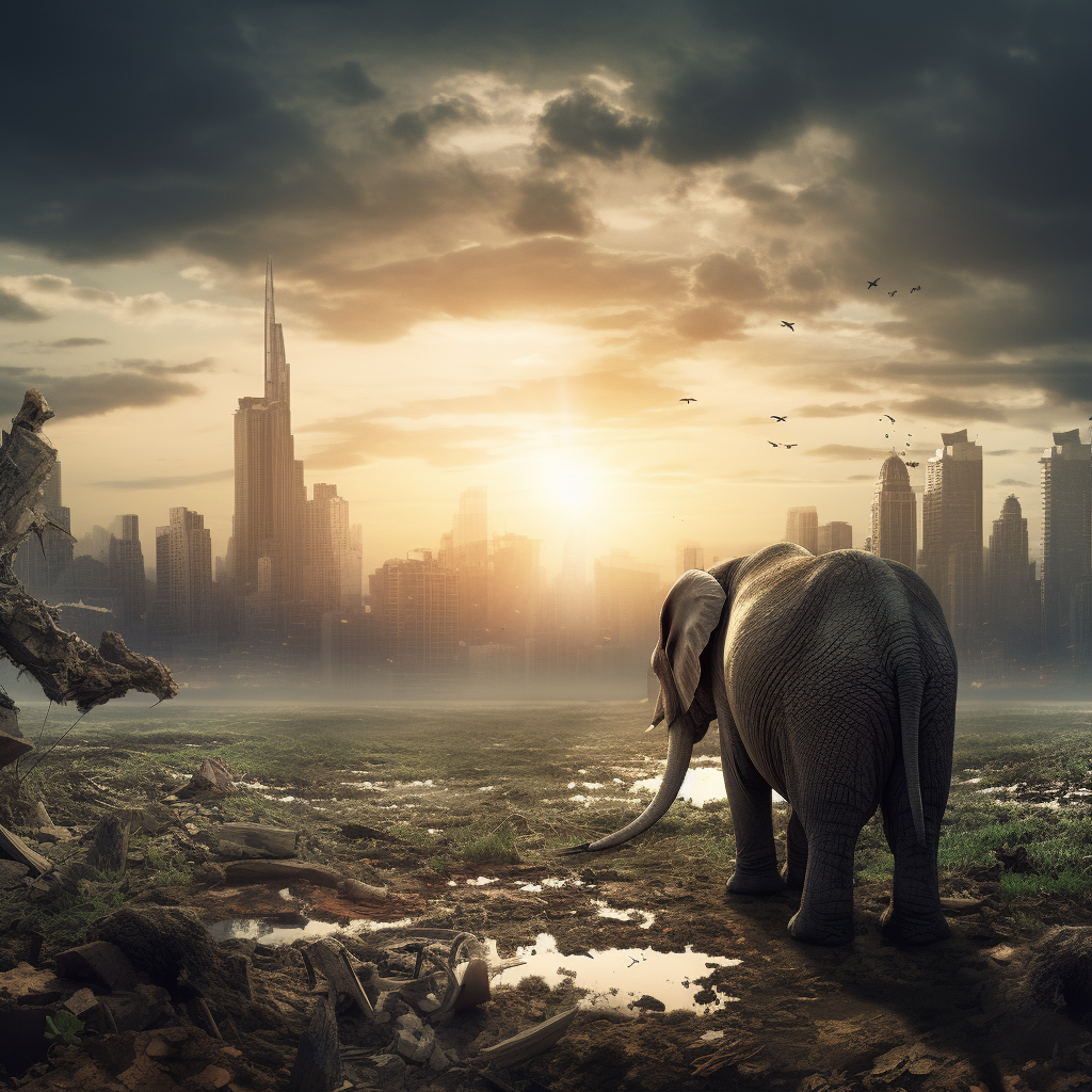 Digital art depicting environmental extinction