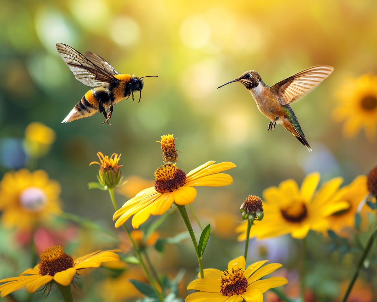 Bee, Hummingbird, and Monarch Butterfly