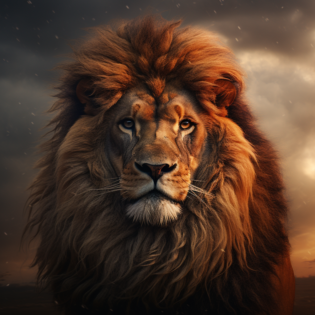 Magnificent lion in photorealistic artwork