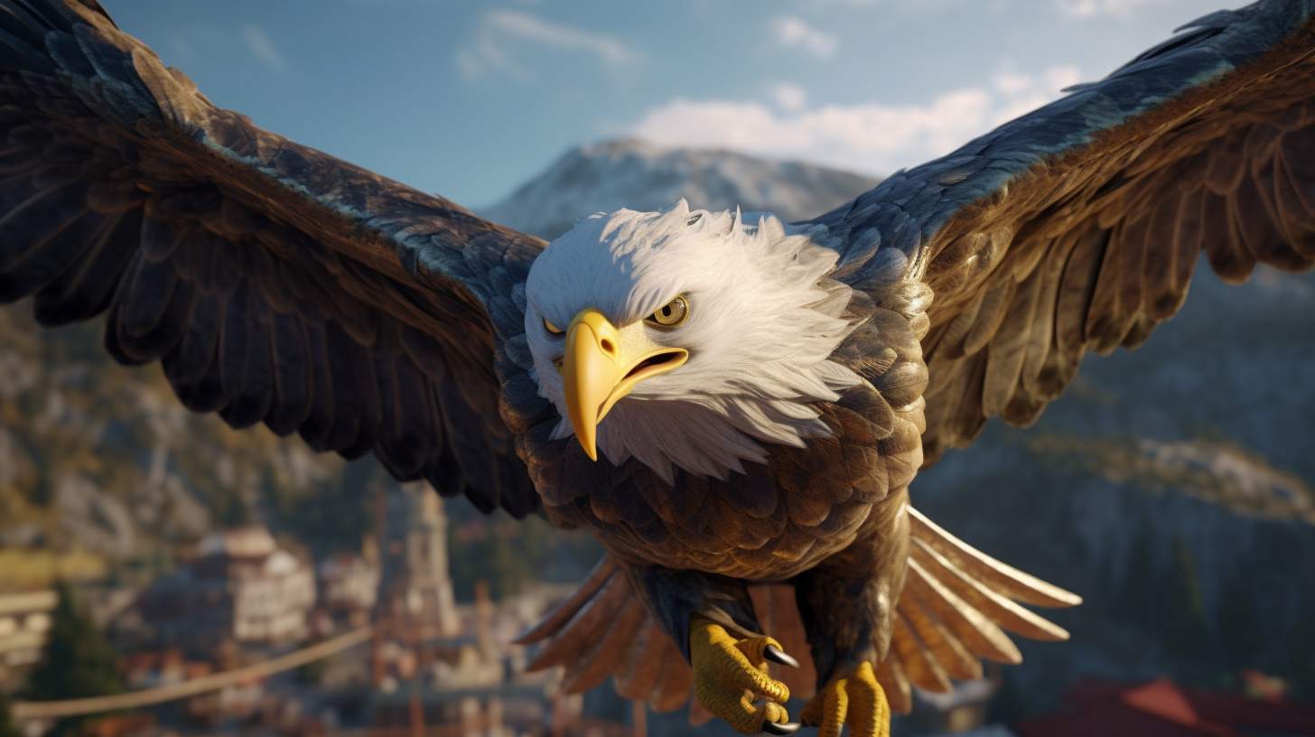 Photorealistic superhero eagle in CGI