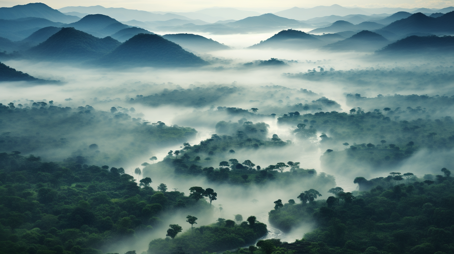 Aerial view of African equatorial jungles