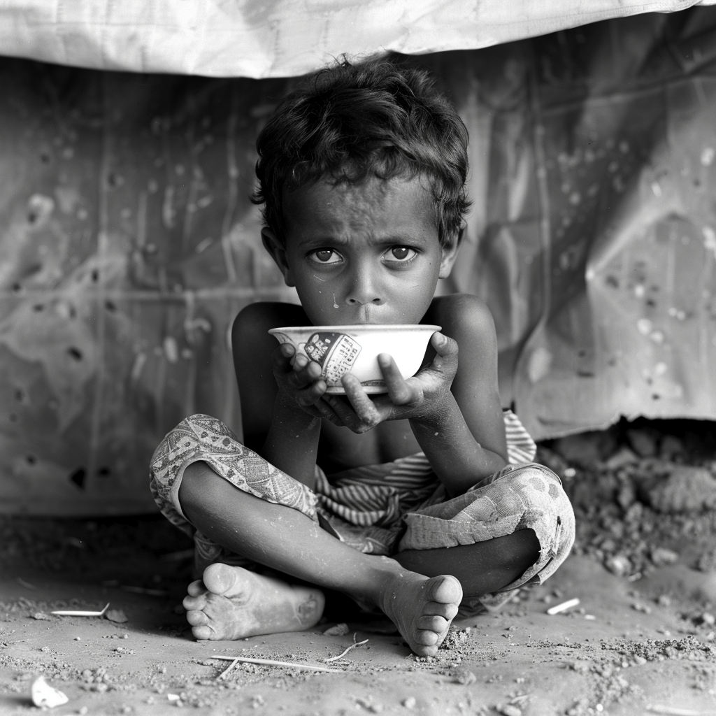 Eritrean child refugee hungry