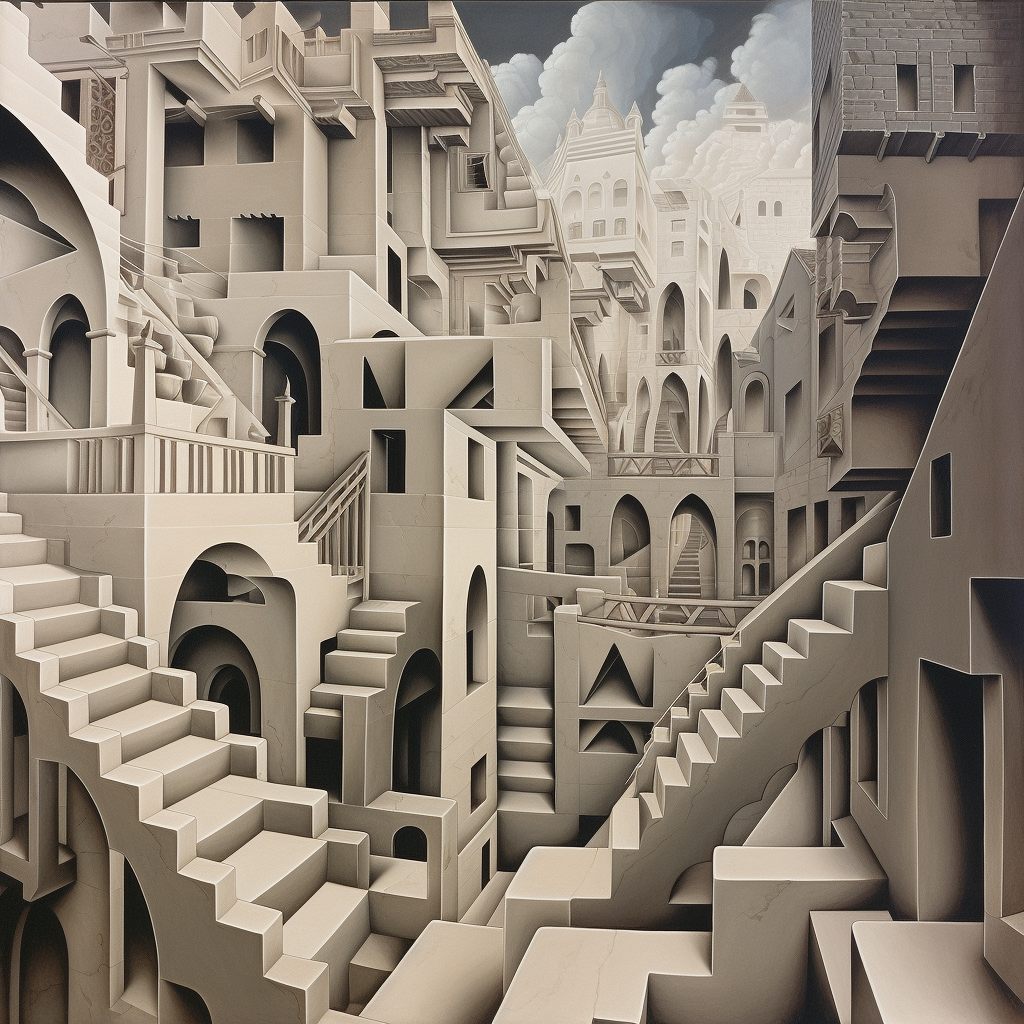 M.C. Escher artwork illusion