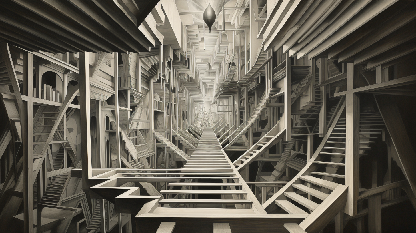 Escher geometrical forms perspective shading AR