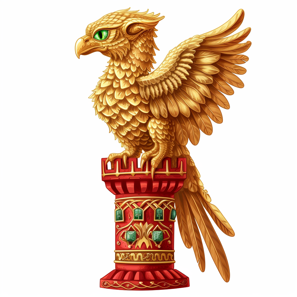 Golden Gryphon on Red Tower