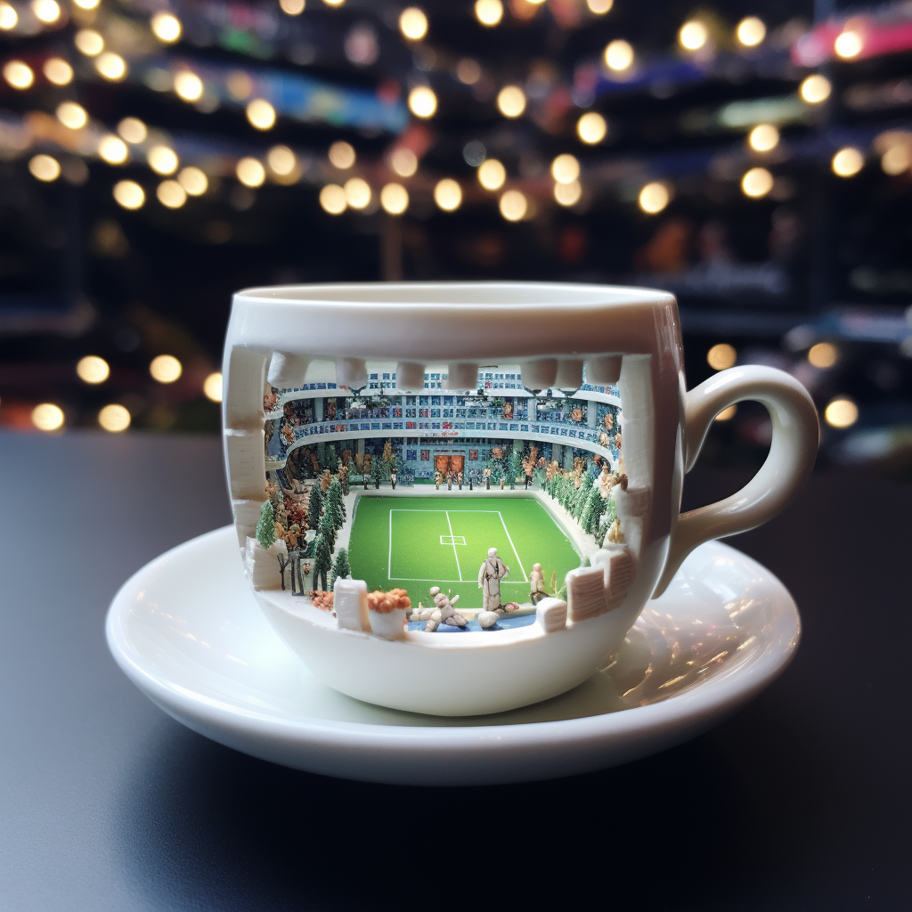 Tennis stadium lights inside espresso cup