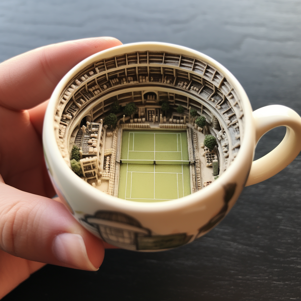 Espresso cup with tennis stadium