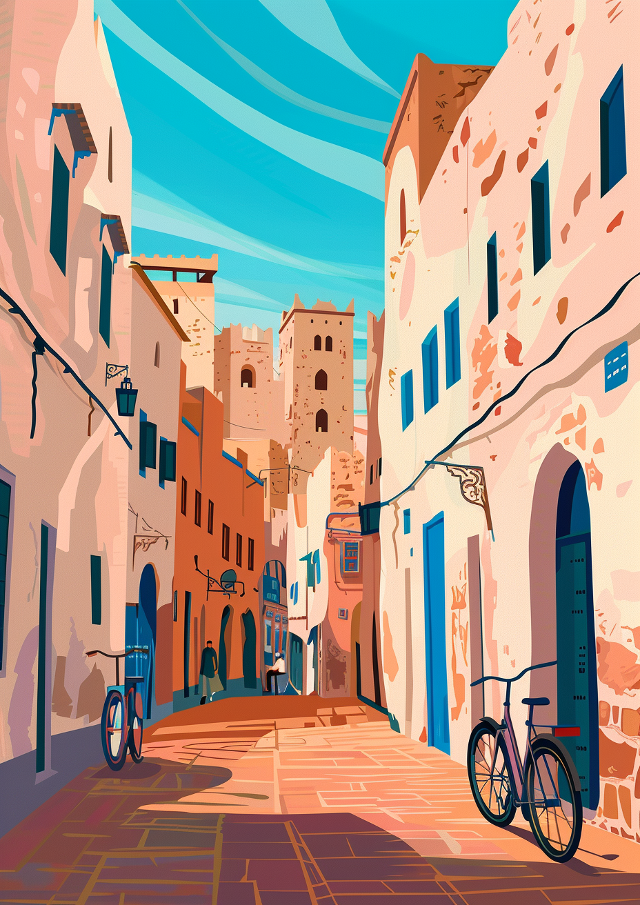 Essaouira Flat Illustration Epic 4K