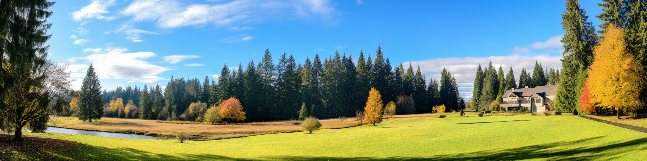 Scenic vista of estate grounds and nature