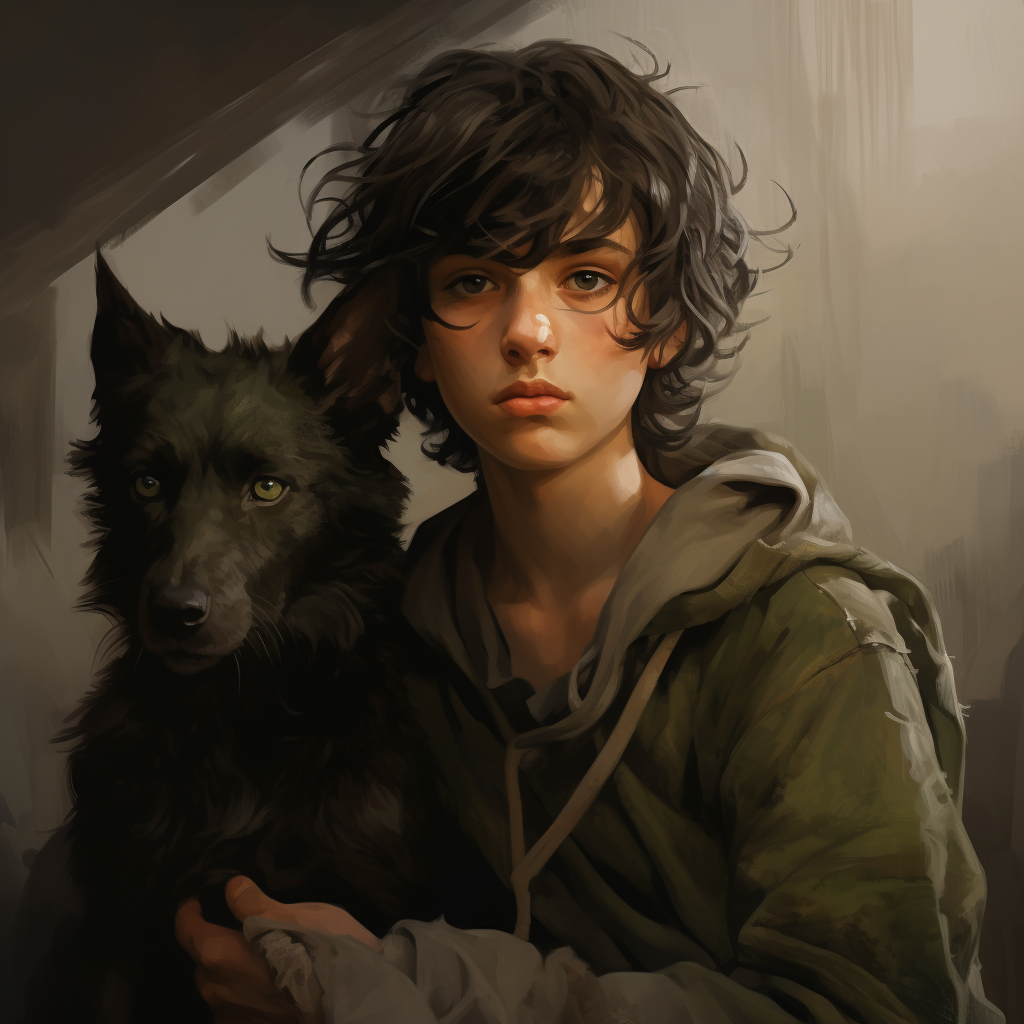 Ethan and his loyal wolf in post-apocalyptic world