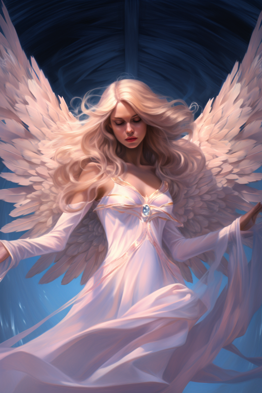 Serene angel with beautiful feathered wings