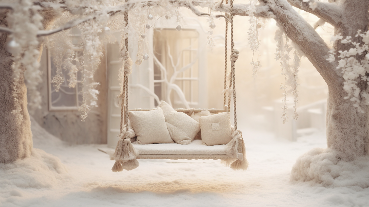 Beautiful swing in ethereal Christmas exterior