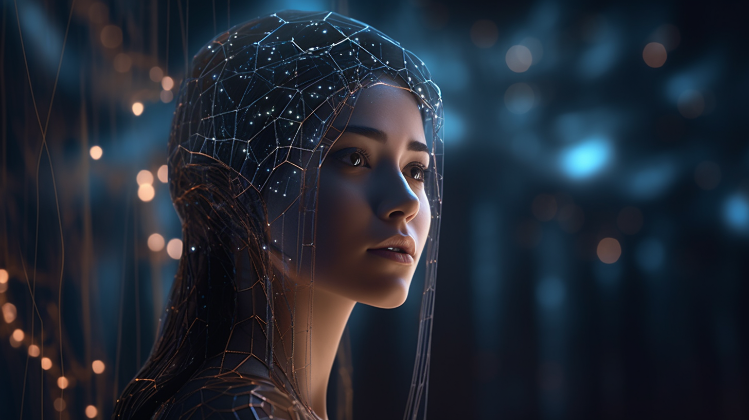 Beautiful Female AI Radiating Grace and Intelligence