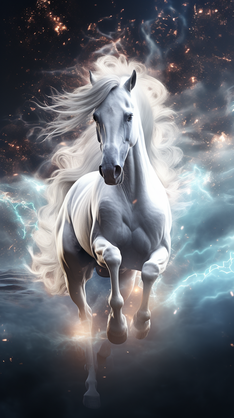 Stunning ethereal white horse in 3D