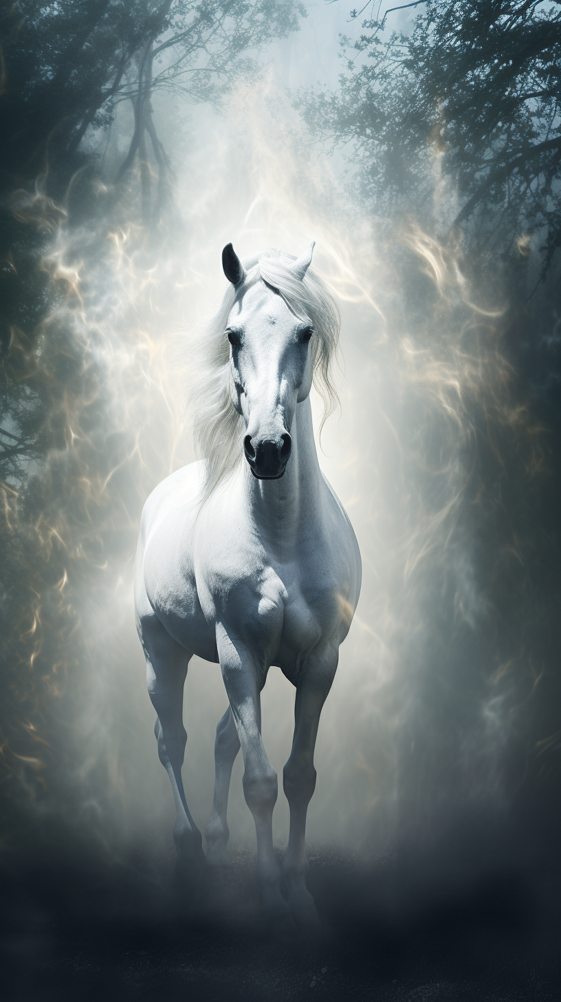 Beautiful white horse standing gracefully