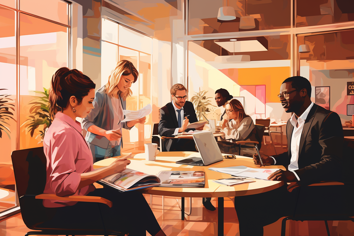 Business Professionals Having Ethnically Diverse Meeting in Office