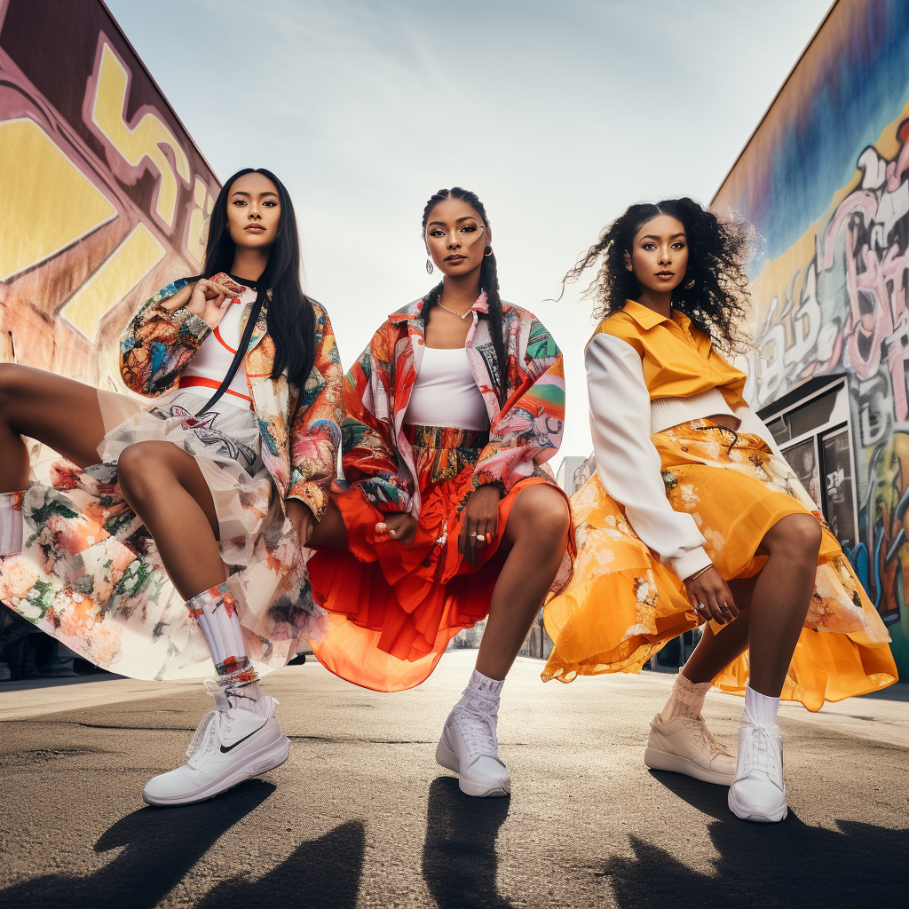 Three Ethnicity GenZ Girls in Supreme and Nike Apparel