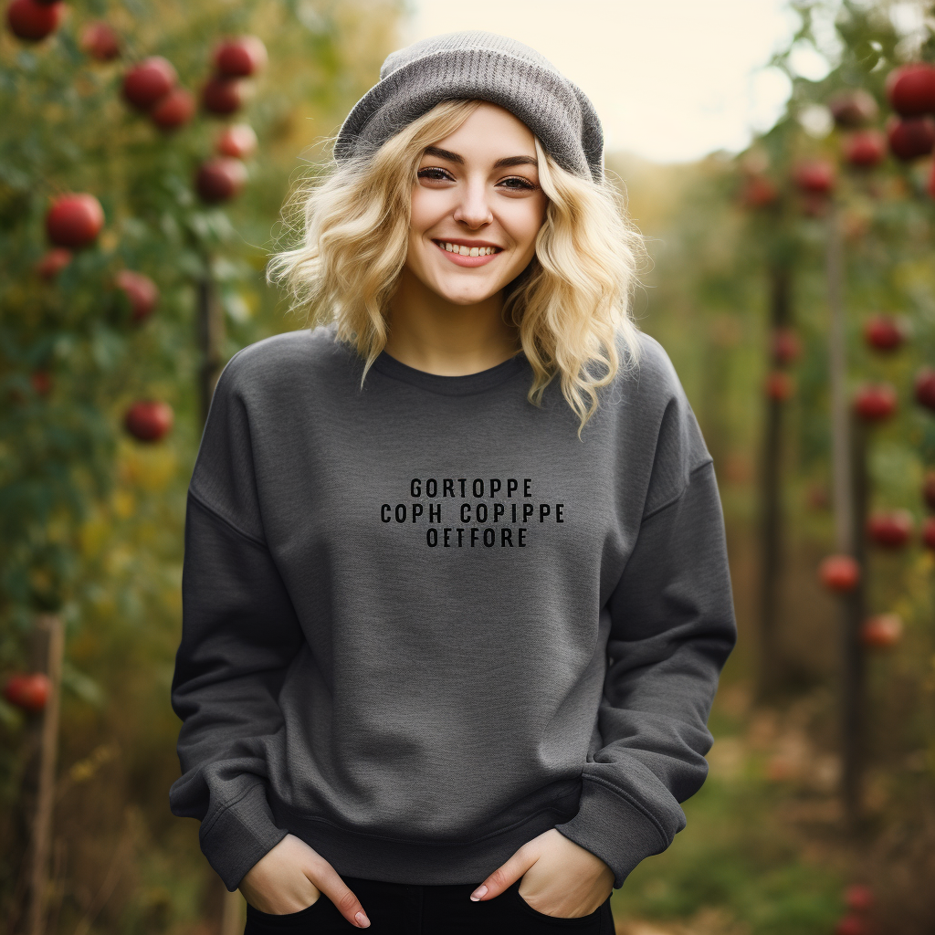 Fashionable woman with shaggy blond hair wearing a sweatshirt