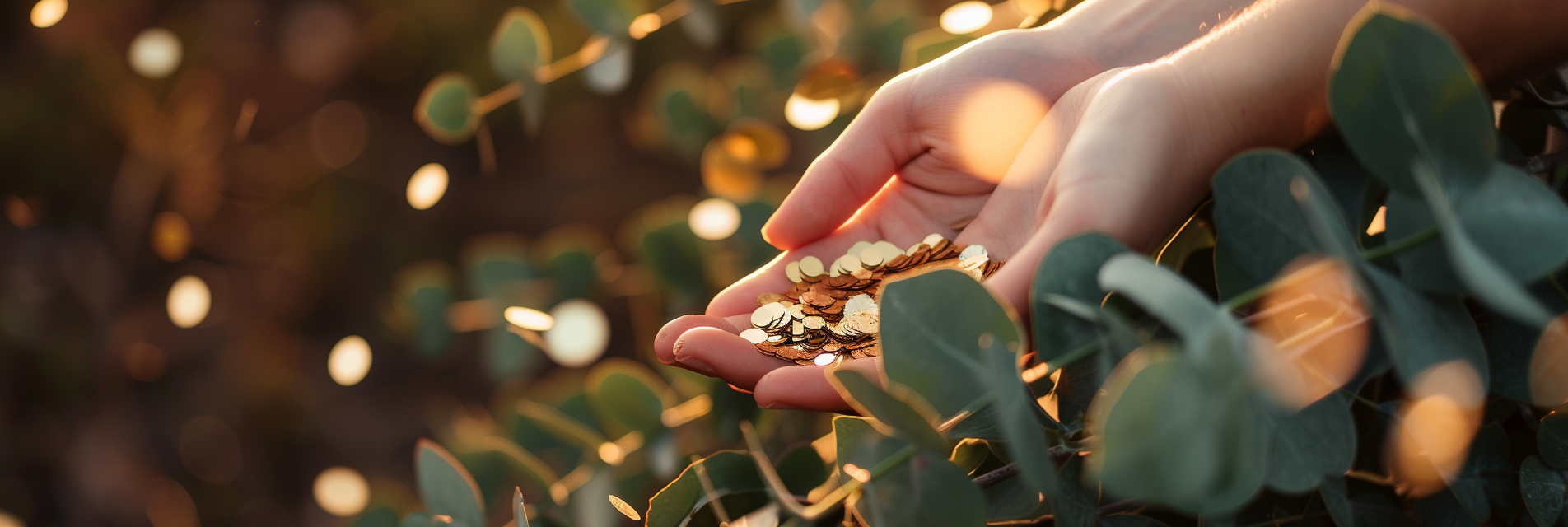 Eucalyptus Engagement Banner Gold Confetti