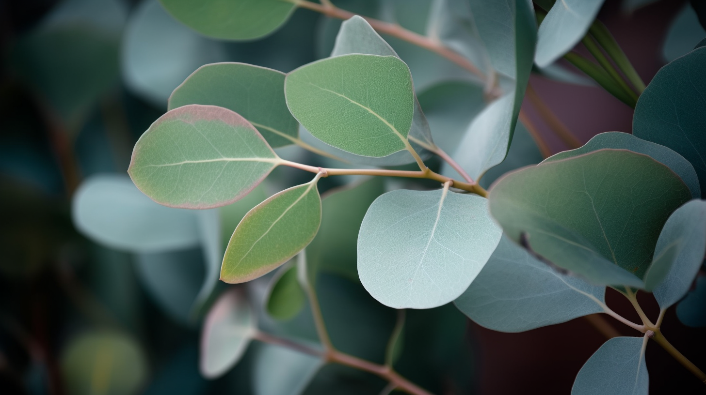 Close-up of fresh eucalyptus and mint leaves