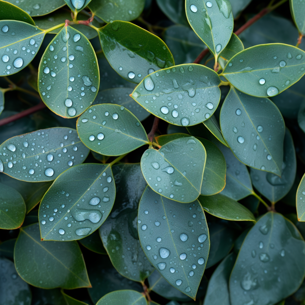 Closeup of Wet Eucalyptus Leaves ? Detailed Shot