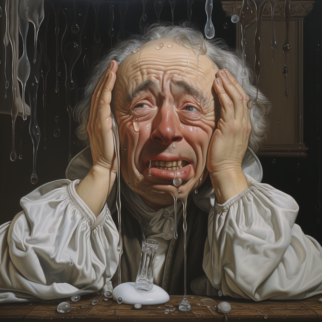 Depicting Euler crying while painting